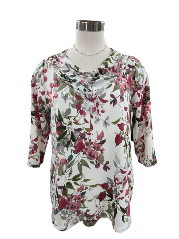 SOUTHERN LADY 3/4 SLEEVE COWL NECK FLORAL TOP - Image 10