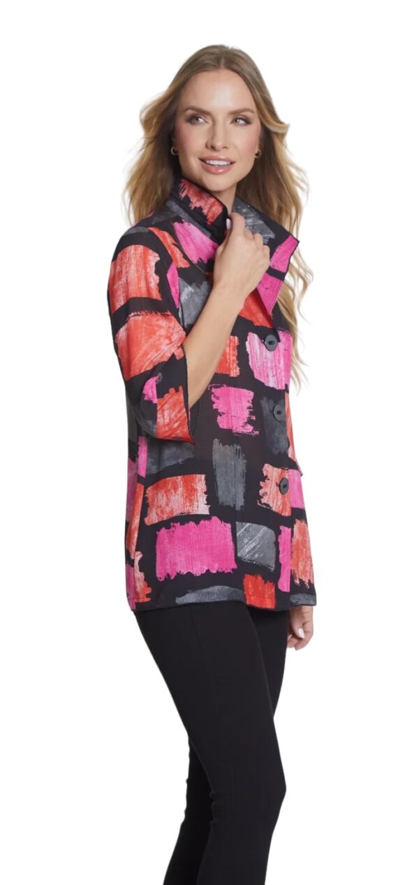 MULTIPLES 3/4 SLEEVE BUTTON FRONT PRINT JACKET - Image 4