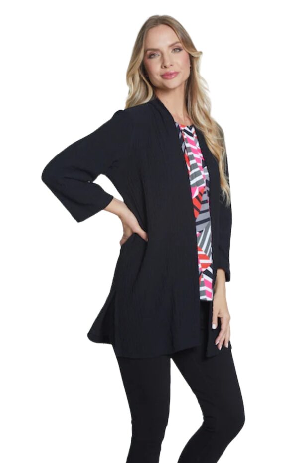 MULTIPLES BLACK TEXTURED JACKET - Image 3