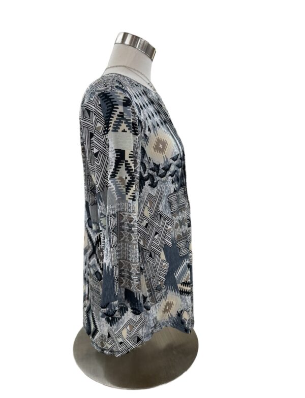 SOUTHERN LADY 3/4 SLEEVE DIAMOND PATCH PRINT TOP - Image 5