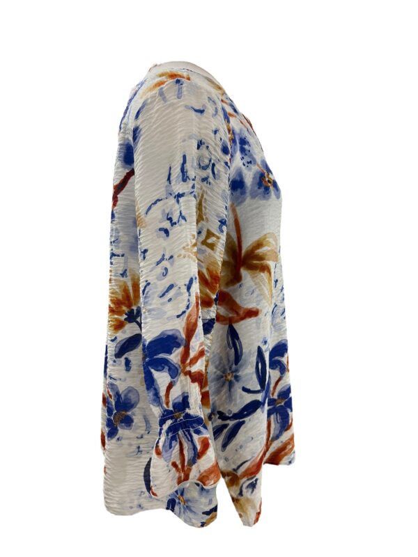 MULTIPLES SHIRRED 3/4 SLEEVE Y-NECK TOP - Image 8
