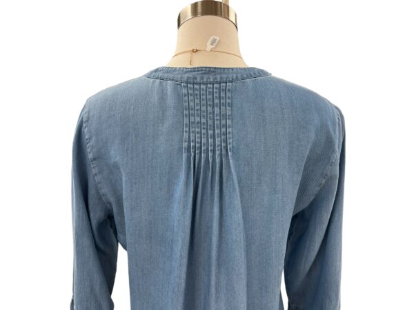 MULTIPLES 3/4 SLEEVE EMBROIDERED NECK PIN TUCK TOP - Image 7