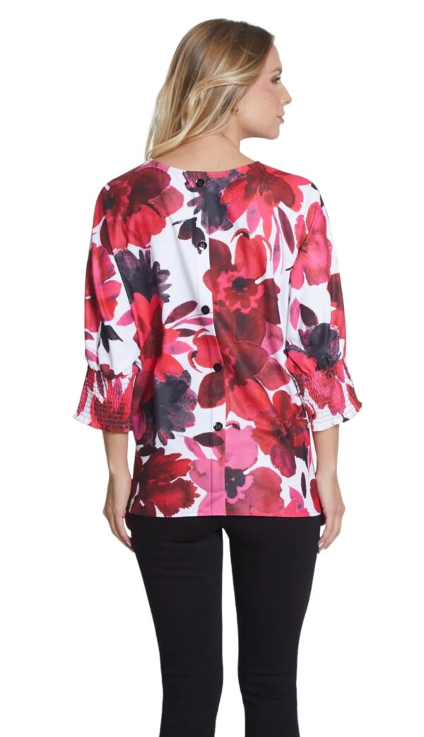 MULTIPLES SMOCKED SLEEVE FLORAL DOLMAN SLEEVE TOP - Image 3