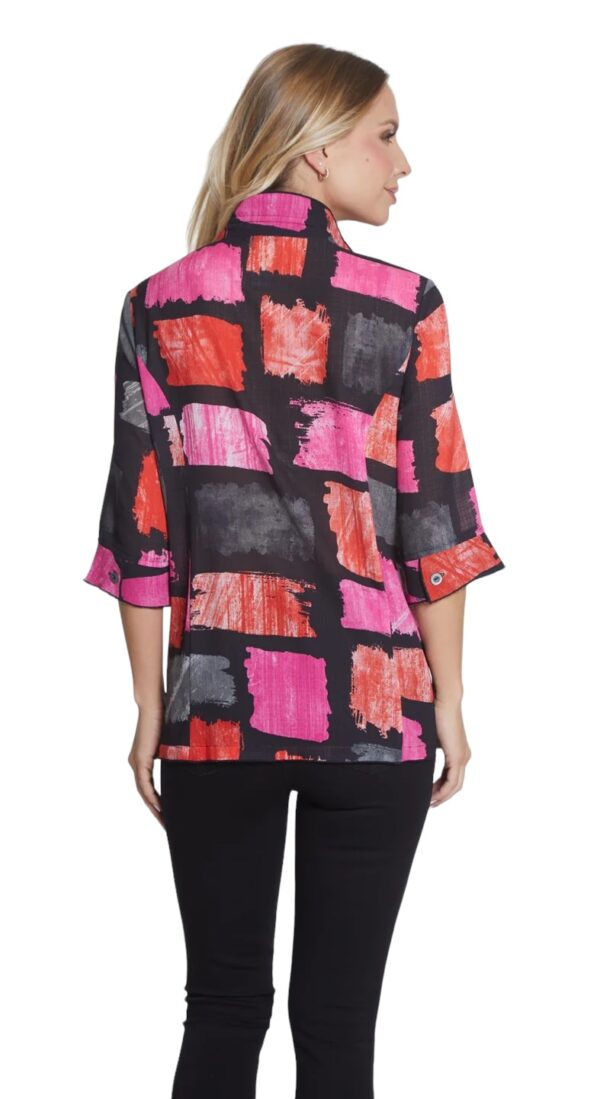 MULTIPLES 3/4 SLEEVE BUTTON FRONT PRINT JACKET - Image 3