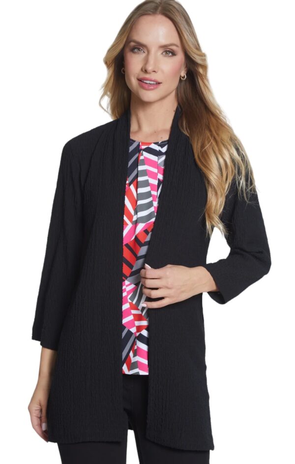 MULTIPLES BLACK TEXTURED JACKET - Image 2