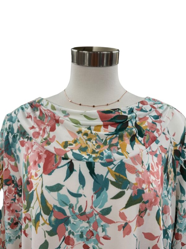 SOUTHERN LADY 3/4 SLEEVE COWL NECK FLORAL TOP - Image 3