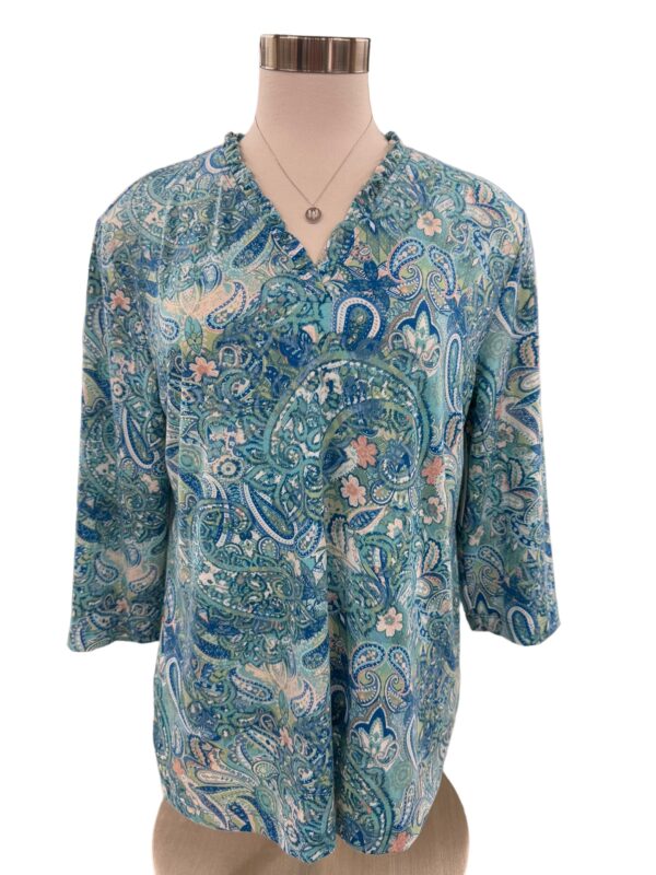 SOUTHERN LADY 3/4 SLEEVE PAISLEY PRINT TOP - Image 3
