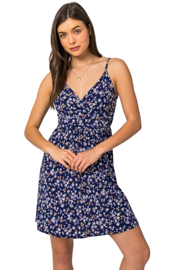 GILLI NAVY DITSY FLORAL MINI DRESS - Image 2