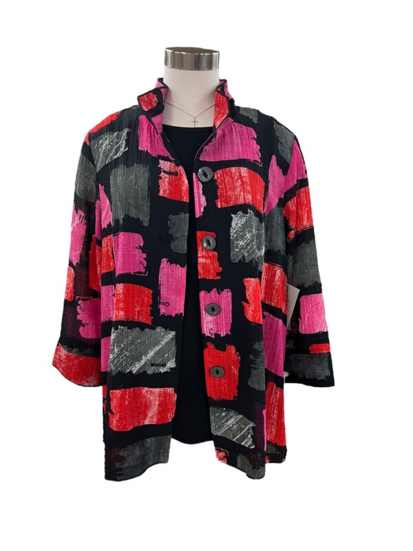 MULTIPLES 3/4 SLEEVE BUTTON FRONT PRINT JACKET - Image 5