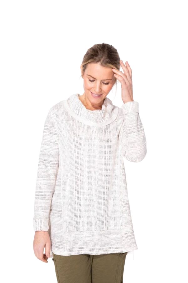 ESCAPE BY HABITAT COTTON SLUB STRIPE SEAMED COWL NECK*NOW 75% OFF* - Image 4