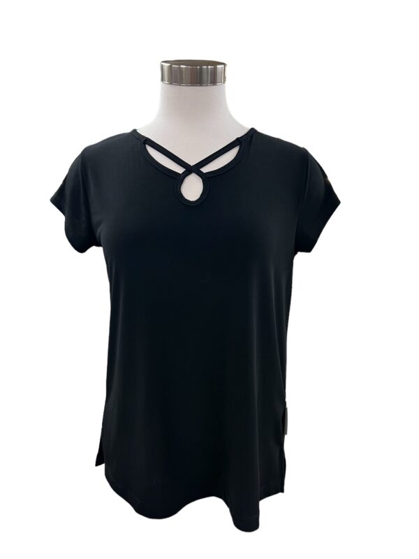 SOUTHERN LADY CAP SLEEVE KNIT TOP WITH NECK DETAIL - Image 2