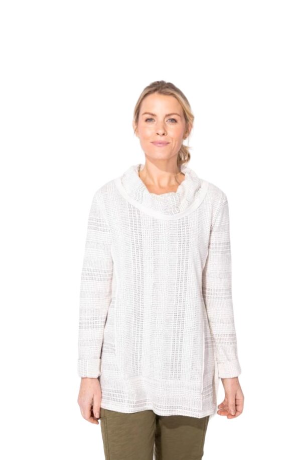 ESCAPE BY HABITAT COTTON SLUB STRIPE SEAMED COWL NECK*NOW 75% OFF* - Image 3