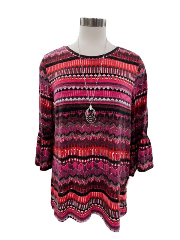 MULTIPLES FLOUNCE SLEEVE CHEVRON PRINT TOP - Image 5