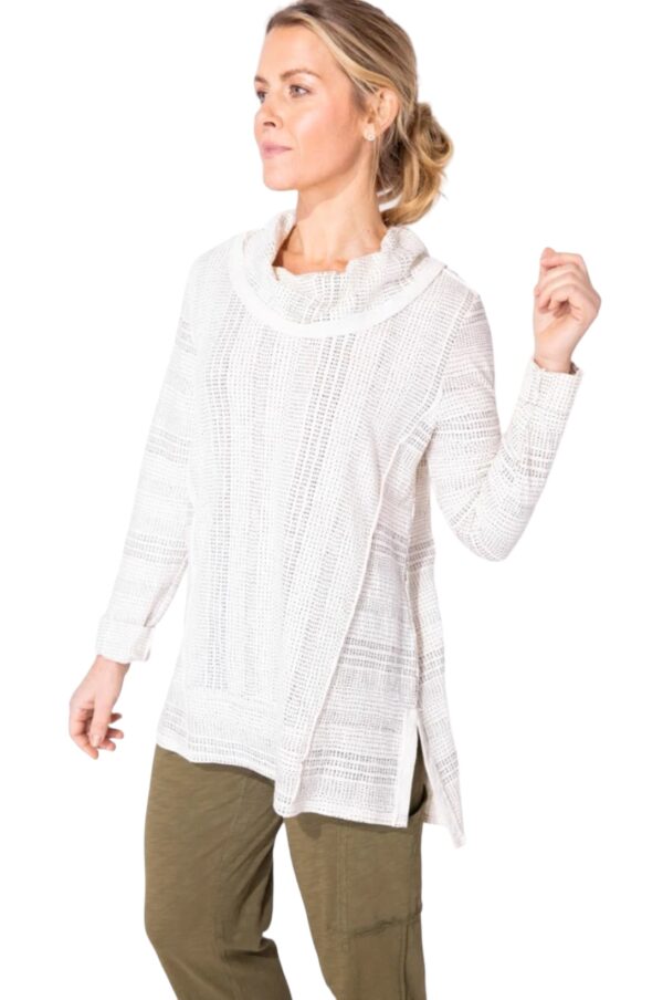 ESCAPE BY HABITAT COTTON SLUB STRIPE SEAMED COWL NECK*NOW 75% OFF* - Image 2