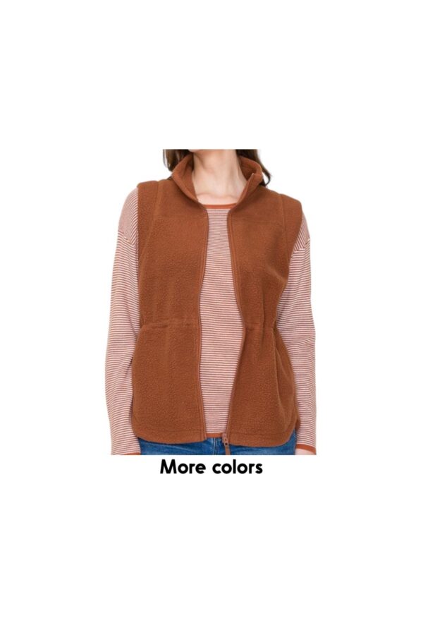 STACCATO DRAWSTRING WAIST ZIP FRONT POLAR VEST