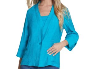 MULTIPLES SOLID TEXTURED DOUBLE LAYER WOVEN JACKET