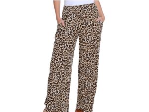 MULTIPLES CHEETAH PRINT WIDE LEG PANTS