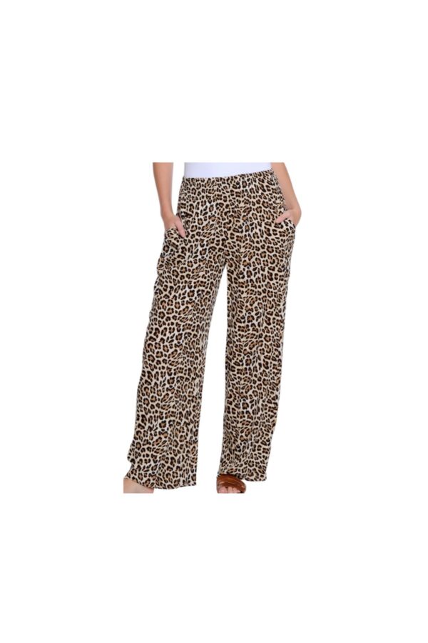 MULTIPLES CHEETAH PRINT WIDE LEG PANTS