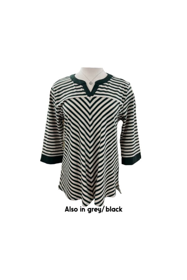 SOUTHERN LADY 3/4 NOTCH NECK CHEVRON KNIT TOP