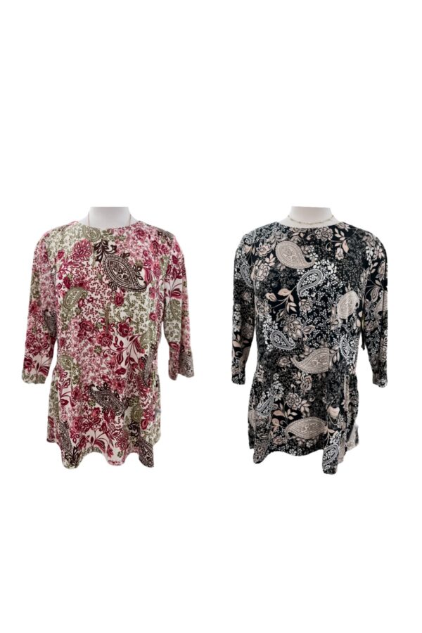 SOUTHERN LADY PAISLEY PRINT TOP WITH BACK PEPLUM