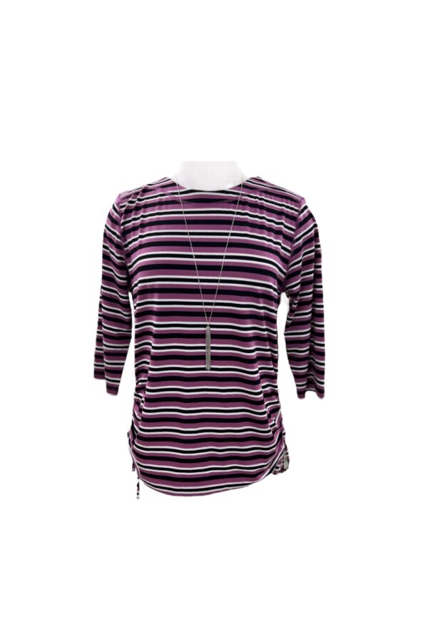 SOUTHERN LADY 3/4 SLEEVE SIDE TIE STRIPED TOP