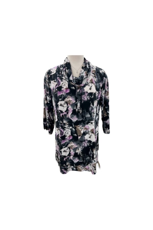 SOUTHERN LADY 3/4 SLEEVE PRINT COWL NECK TOP