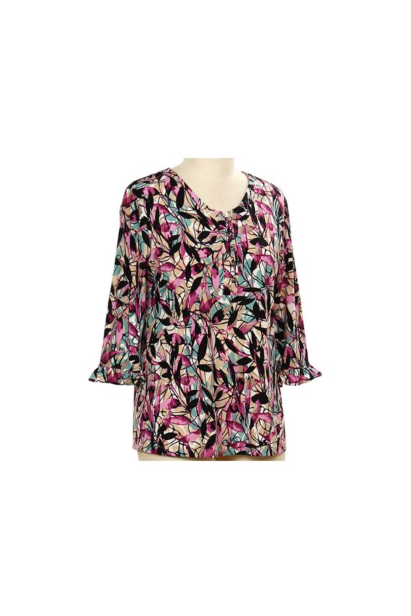 SOUTHERN LADY 3/4 SLEEVE LEAVES PRINT TOP