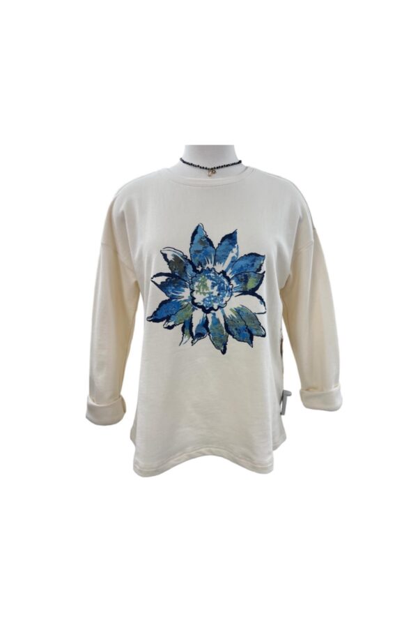 HABITAT FLEECE PAINTED FLOWER PULLOVER