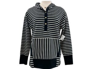 JODIFL TEXTURED KNIT STRIPED HOODIE