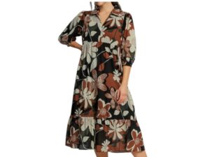 UMGEE ABSTRACT PRINT COLLARED MIDI DRESS