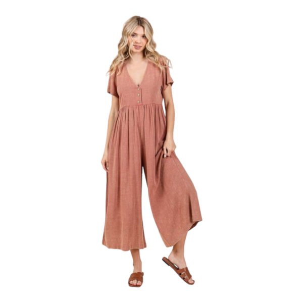 MITTOSHOP MINERAL WASH FLOWY WIDE LEG JUMPSUIT - Image 5