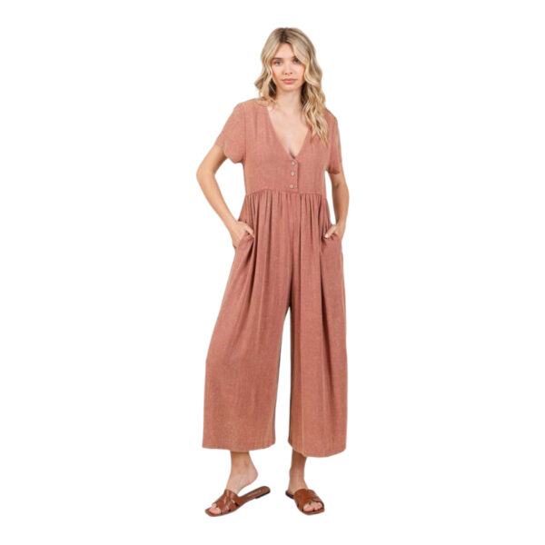 MITTOSHOP MINERAL WASH FLOWY WIDE LEG JUMPSUIT