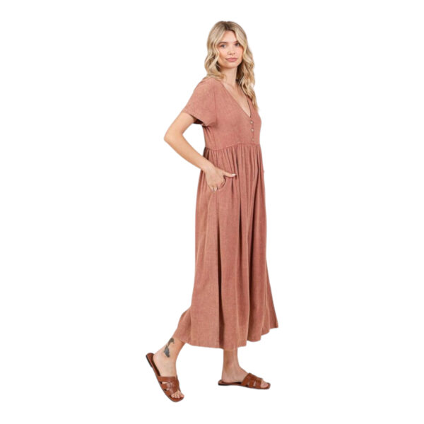 MITTOSHOP MINERAL WASH FLOWY WIDE LEG JUMPSUIT - Image 3