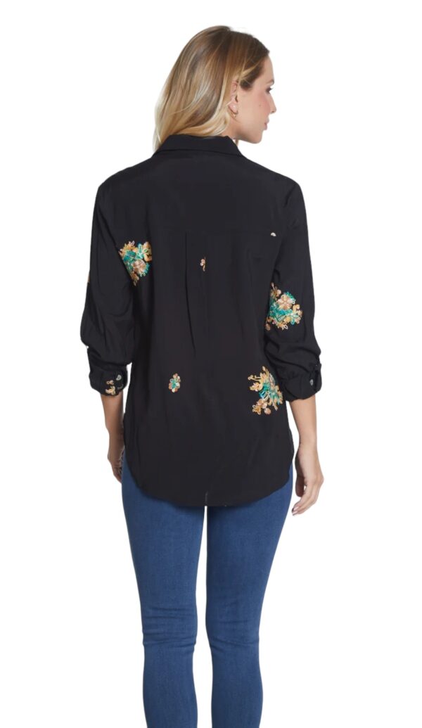 MULTIPLES BUTTON FRONT EMBROIDERED BLOUSE - Image 3