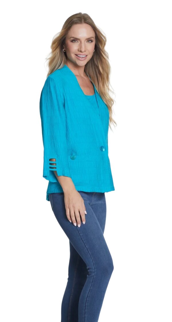 MULTIPLES SOLID TEXTURED DOUBLE LAYER WOVEN JACKET - Image 3