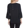 MULTIPLES BLACK FLOUNCE SLEEVE BUTTON BACK TOP - Image 3