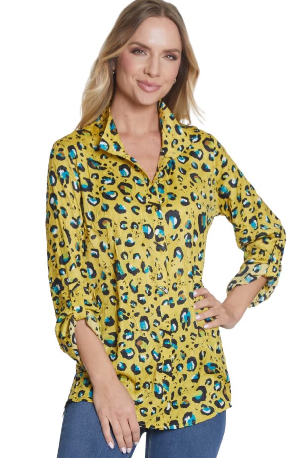 MULTIPLES WIRE COLLAR CHEETAH BLOUSE - Image 2