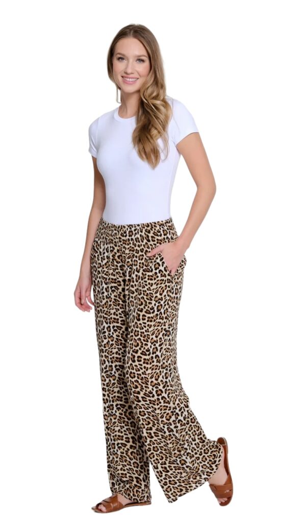 MULTIPLES CHEETAH PRINT WIDE LEG PANTS - Image 6