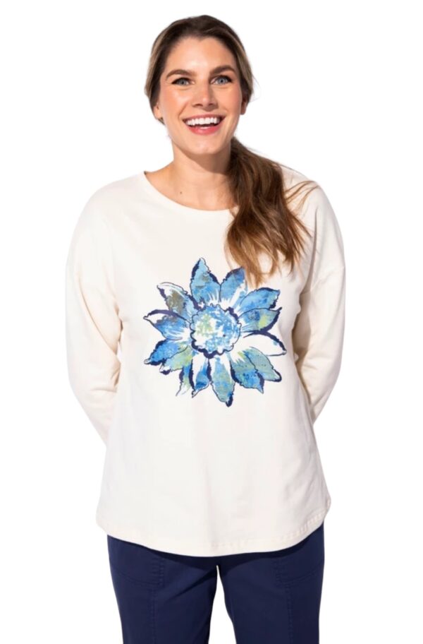 HABITAT FLEECE PAINTED FLOWER PULLOVER - Image 2