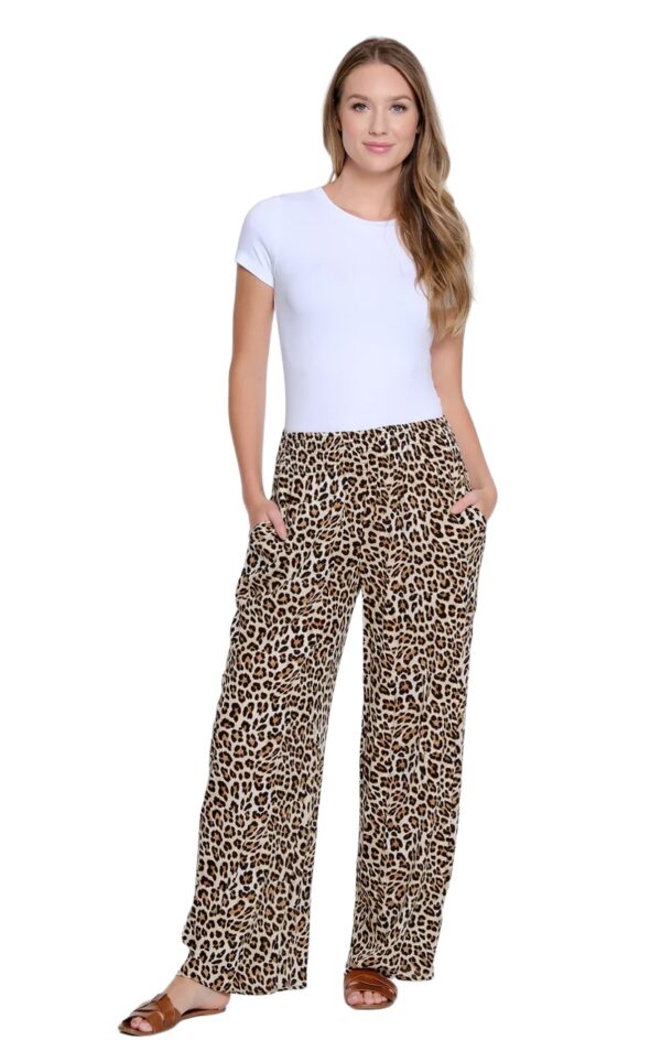 MULTIPLES CHEETAH PRINT WIDE LEG PANTS - Image 3
