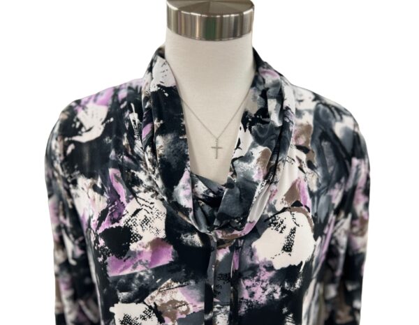SOUTHERN LADY 3/4 SLEEVE PRINT COWL NECK TOP - Image 2