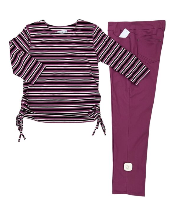 SOUTHERN LADY 3/4 SLEEVE SIDE TIE STRIPED TOP - Image 5