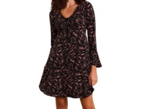GILLI ABSTRACT PRINT BELL SLEEVE DRESS
