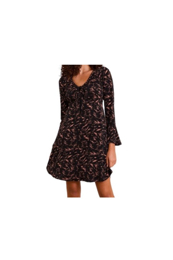 GILLI ABSTRACT PRINT BELL SLEEVE DRESS