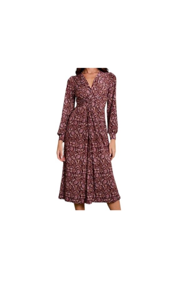 GILLI PRINT TWIST FRONT MIDI DRESS