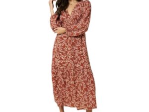 GILLI LONG SLEEVE LINED ABSTRACT PRINT MAXI