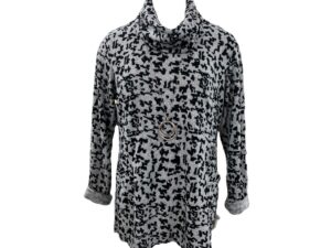 ETHYL GREY/BLACK COWL NECK SWEATER