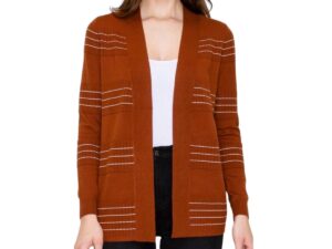 STACCATO STITCH STRIPE OPEN CARDIGAN