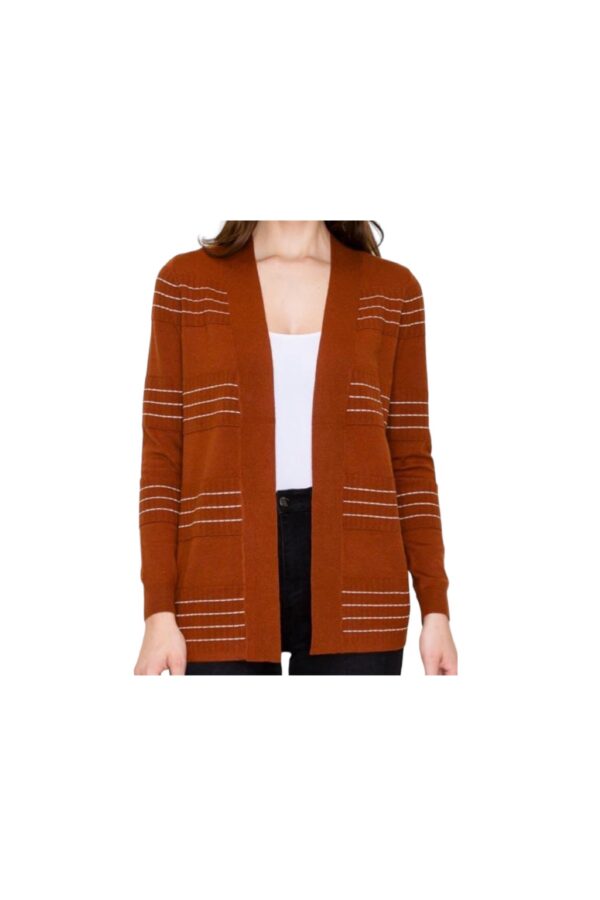 STACCATO STITCH STRIPE OPEN CARDIGAN