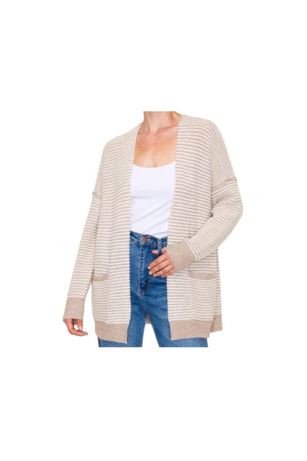 STACCATO WAFFLE KNIT EXPOSED SEAM CARDIGAN